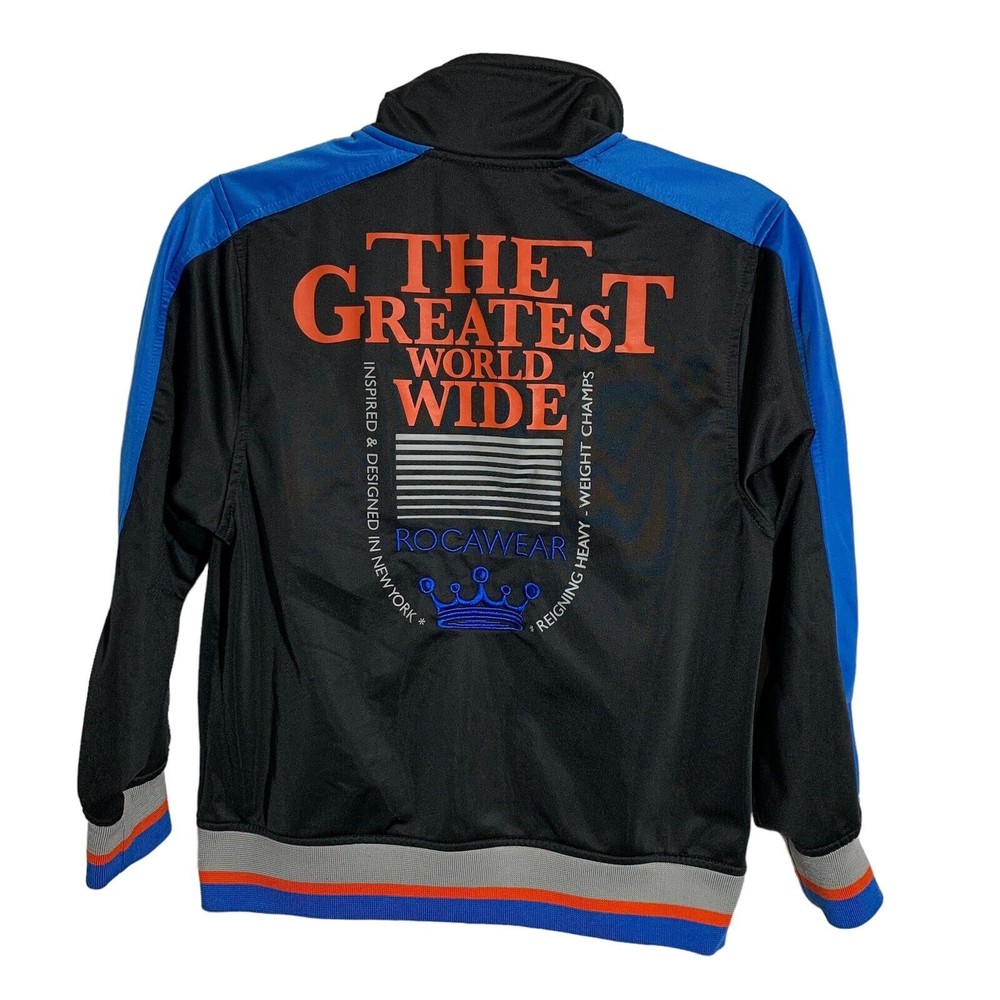 Rocawear Boy's Size Small 8 Black Full Zip Embroidered Track Jacket